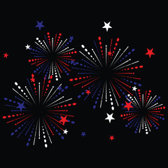 Fireworks Vector in color of Blue White and Red.