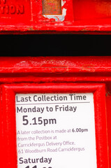 Closeup of a Royal Mail postal box