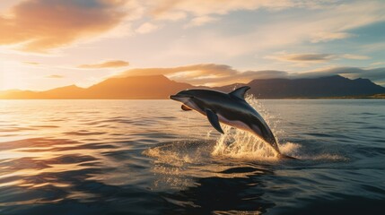 Dolphins Jumping from the Water in the Middle of the Sea Animal Photography