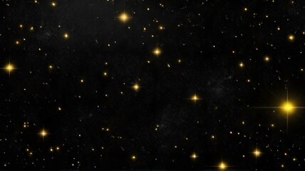 Night with shining yellow stars minimal black abstract desktop pc background banner, ai generated