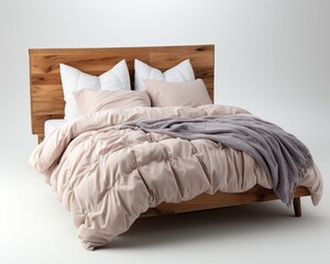 wood bed isolate on white background