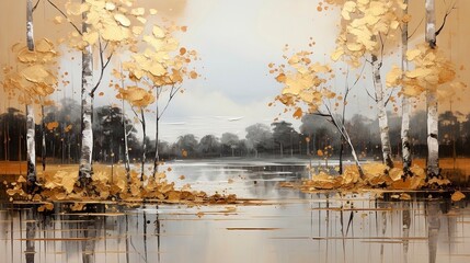 autumn in the park oil painting, generative ai