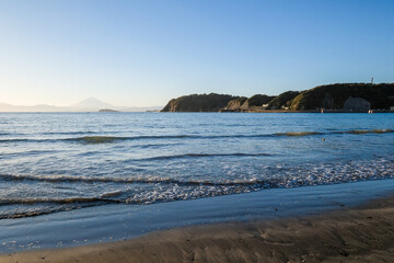 神奈川県逗子市逗子海岸からの夕日