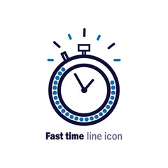 Fast time line icon. Fast time stop watch, limited offer, happy hour and deadline concept. Stopwatch with blue dots. Vector illustration