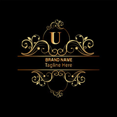 creative letter logo design with golden color