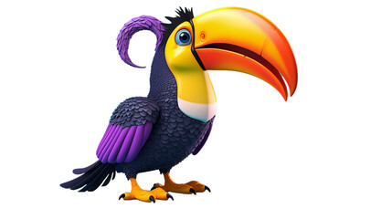 Fototapeta premium A playful cartoon toucan with its vibrant, oversized beak