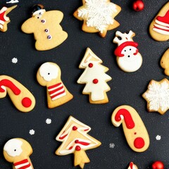 Close-Up of Festive Christmas Cookies on a Table