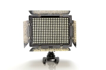 4K Image: Close-Up of LED Lighting on Stand Against White Background