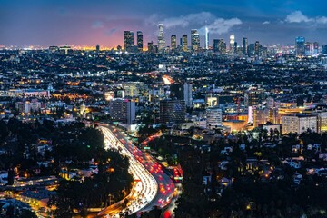 4K Image: Los Angeles Skyline Viewed from Hollywood at Dusk