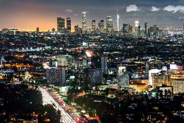 4K Image: Los Angeles Skyline Viewed from Hollywood at Dusk