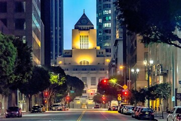 4K Image: Los Angeles Los City with Iconic Public Library at Dawn - Urban Sunrise