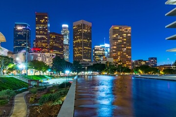4K Image: Los Angeles Night Skyline Illuminated by City Lights - Urban Metropolis at Night