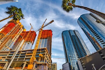 4K Image: Los Angeles Skyline and New Construction of Modern Buildings