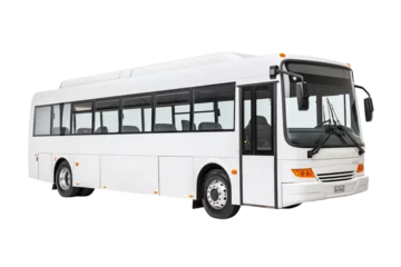 Behangcirkel White empty bus isolated white background, side view © Luckygraphics