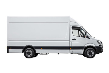 Delivery white van or truck with space for text isolated over white background