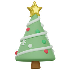 3d illustration of christmas tree icon isolated. 3d icon for ui ux design