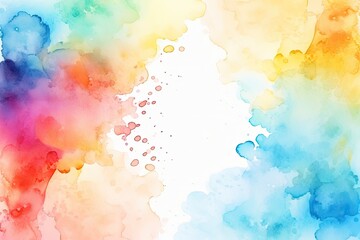 Rainbow blobs watercolor pattern on white background. abstract grunge texture. Generative AI