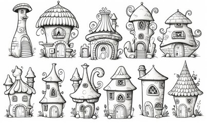 A bunch of houses that are drawn in pencil