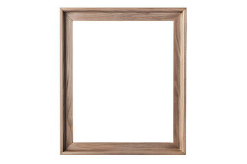Light wooden empty horizontal picture frame isolated on transparent or white background