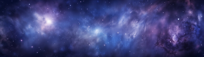 A vast view of a distant galaxy seen through a space telescope, for wallpapers, 32:9 ratio - obrazy, fototapety, plakaty
