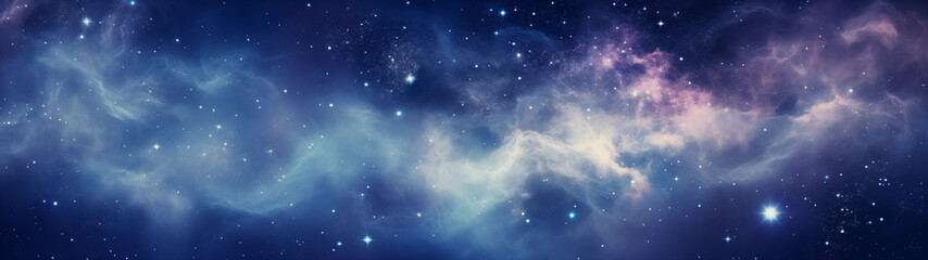 Obraz na płótnie Canvas A vast view of a distant galaxy seen through a space telescope, for wallpapers, 32:9 ratio