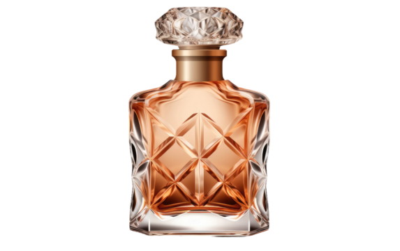 Perfume Elegance Glass Bottle on White or PNG Transparent Background.