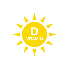 Vitamin D with sun icon. Vitamin d3 icon