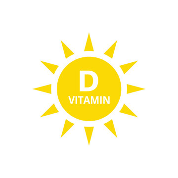 Vitamin D with sun icon. Vitamin d3 icon