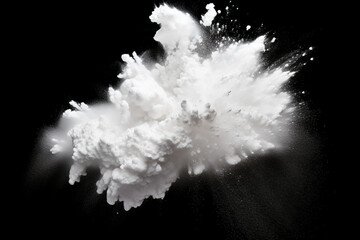 splash white powder on black background