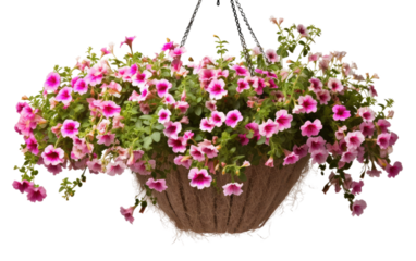 Hanging Garden Basket on White or PNG Transparent Background.
