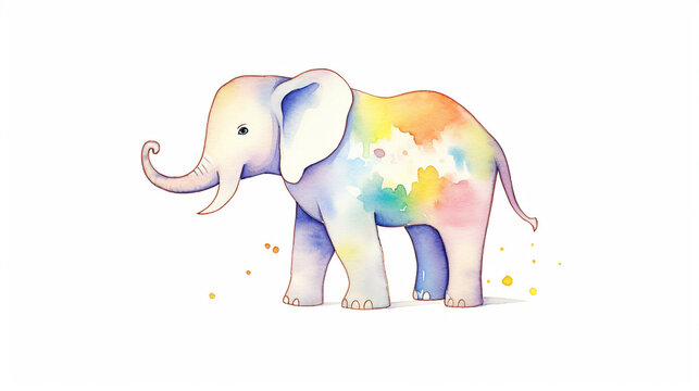 Elephant, cartoon drawing, water color style.. AI Generated.