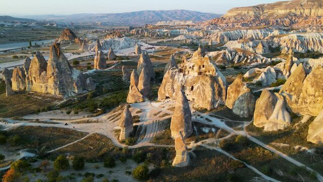 Aerial view of Goreme Historical National Park, Cappadocia, Turkey.