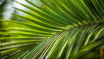 Abstract background of green palm leaves, branches. Tropical foliage backdrop.