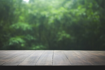 Tranquil Forest View from Wooden Table