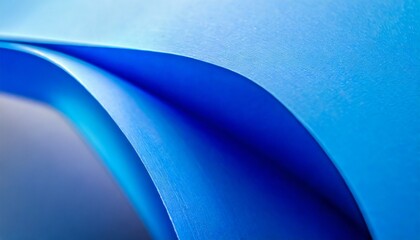 Abstract blue colored macro background, created with curved color paper sheets