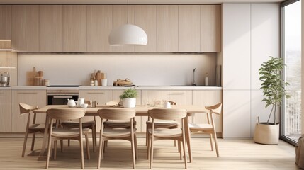 Fototapeta premium a Scandinavian-style kitchen with clean lines and a neutral color scheme.