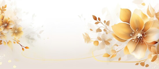 Elegant golden flower with watercolor style for background and invitation wedding card, AI generated