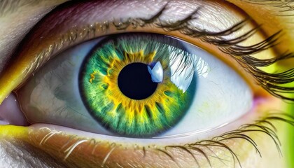 Close-up of a an eye with a bright iris