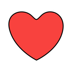 Red heart with black line on white background. Emoticons symbol modern, simple, printed on paper. icon for website design