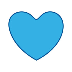Blue heart with black line on white background. Emoticons symbol modern, simple, printed on paper. icon for website design