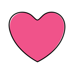 Red heart with black line on white background. Emoticons symbol modern, simple, printed on paper. icon for website design
