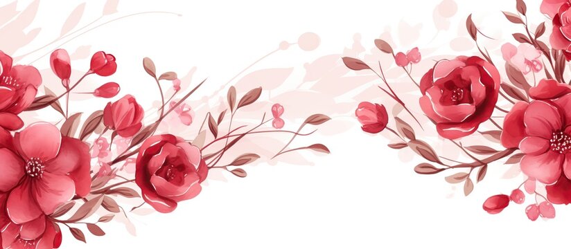 Elegant red flower with watercolor style for background and invitation wedding card, AI generated