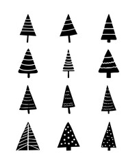 Abstract triangle christmas trees vector set