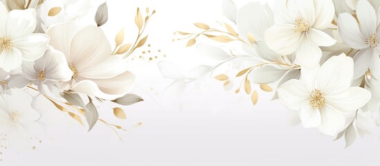 Fototapeta na wymiar Elegant white flower with watercolor style for background and invitation wedding card