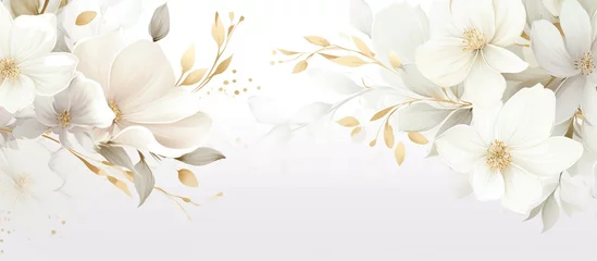 Foto op Canvas Elegant white flower with watercolor style for background and invitation wedding card © atapdesain