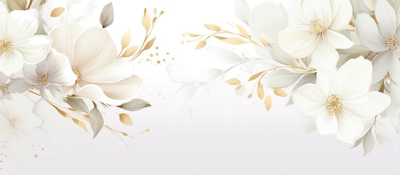 Fototapeta Elegant white flower with watercolor style for background and invitation wedding card