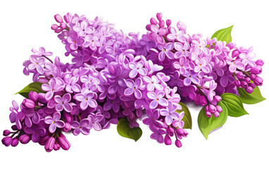Lilac Blooms Floral Beauty on White or PNG Transparent Background.
