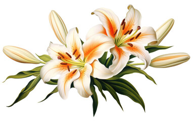 Fototapeta na wymiar Lily Blooms on White or PNG Transparent Background.