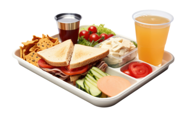 Meal Tray on White or PNG Transparent Background.
