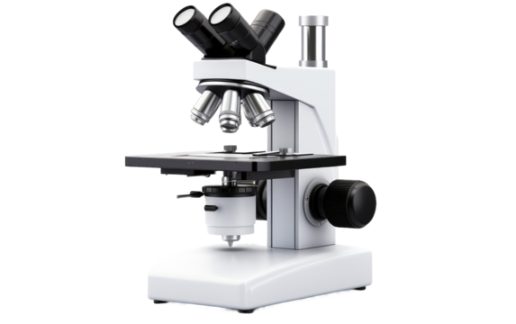 Scientific Tool Microscope on White or PNG Transparent Background.